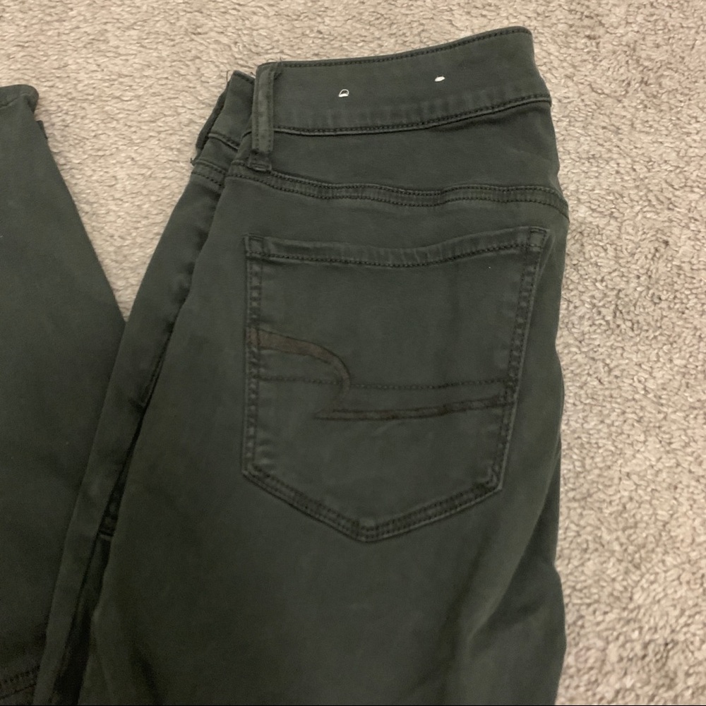 dark green mid-rise jeans
